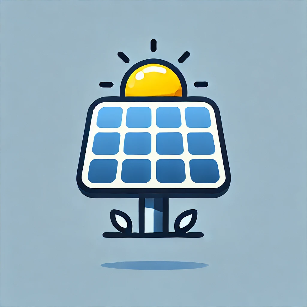A photovoltaic plant with solar panels in a green field, representing sustainable energy solutions.